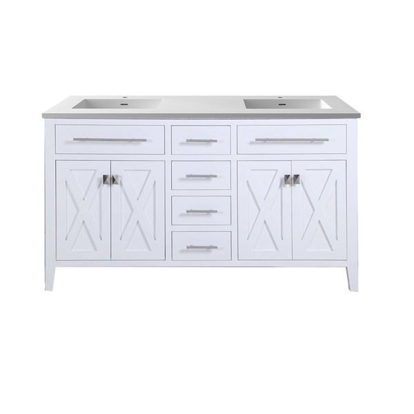 Laviva Wimbledon, 60, Wht Cabinet & Matte Wht VIVA Stone Surface Countertop 313YG319-60W-MW